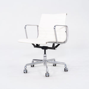 2010s Herman Miller Eames Aluminum Group Management Desk Chair in White Leather 3x Available