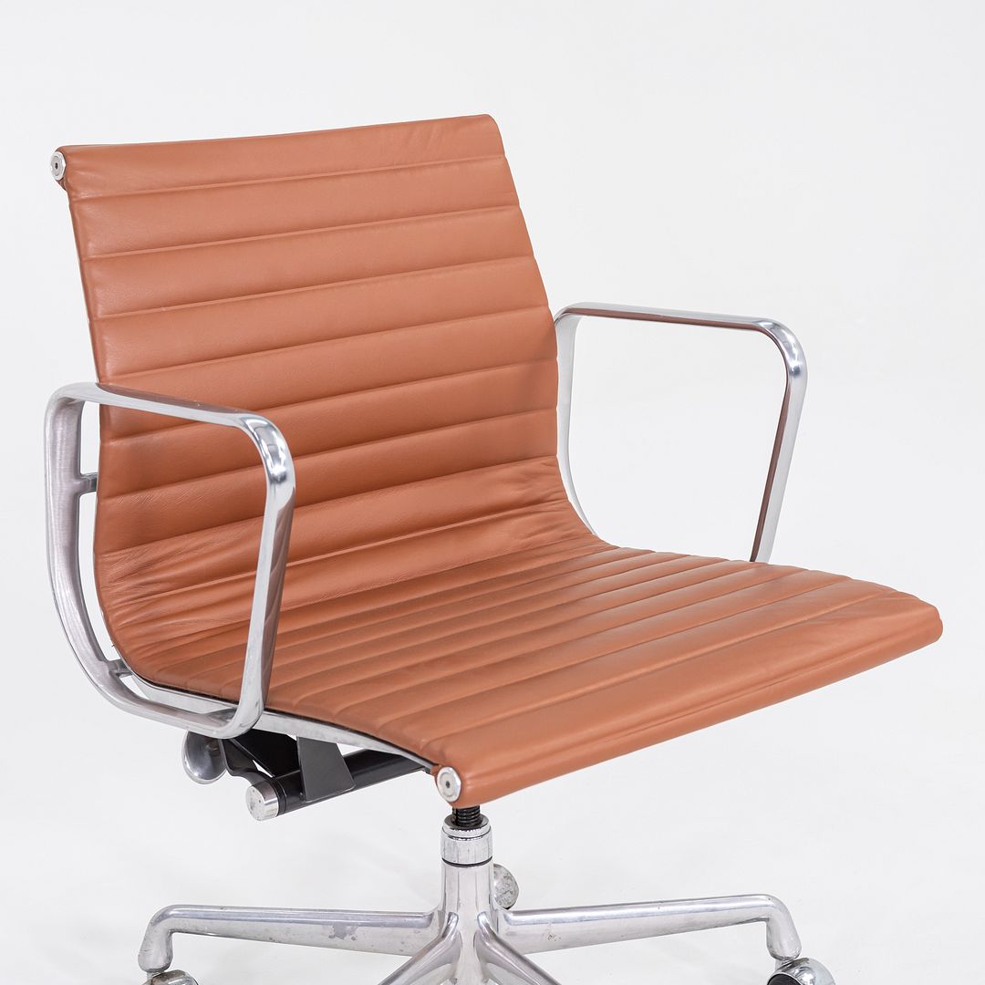 2010s Herman Miller Eames Aluminum Management Desk Chair in Cognac Leather 2x Available