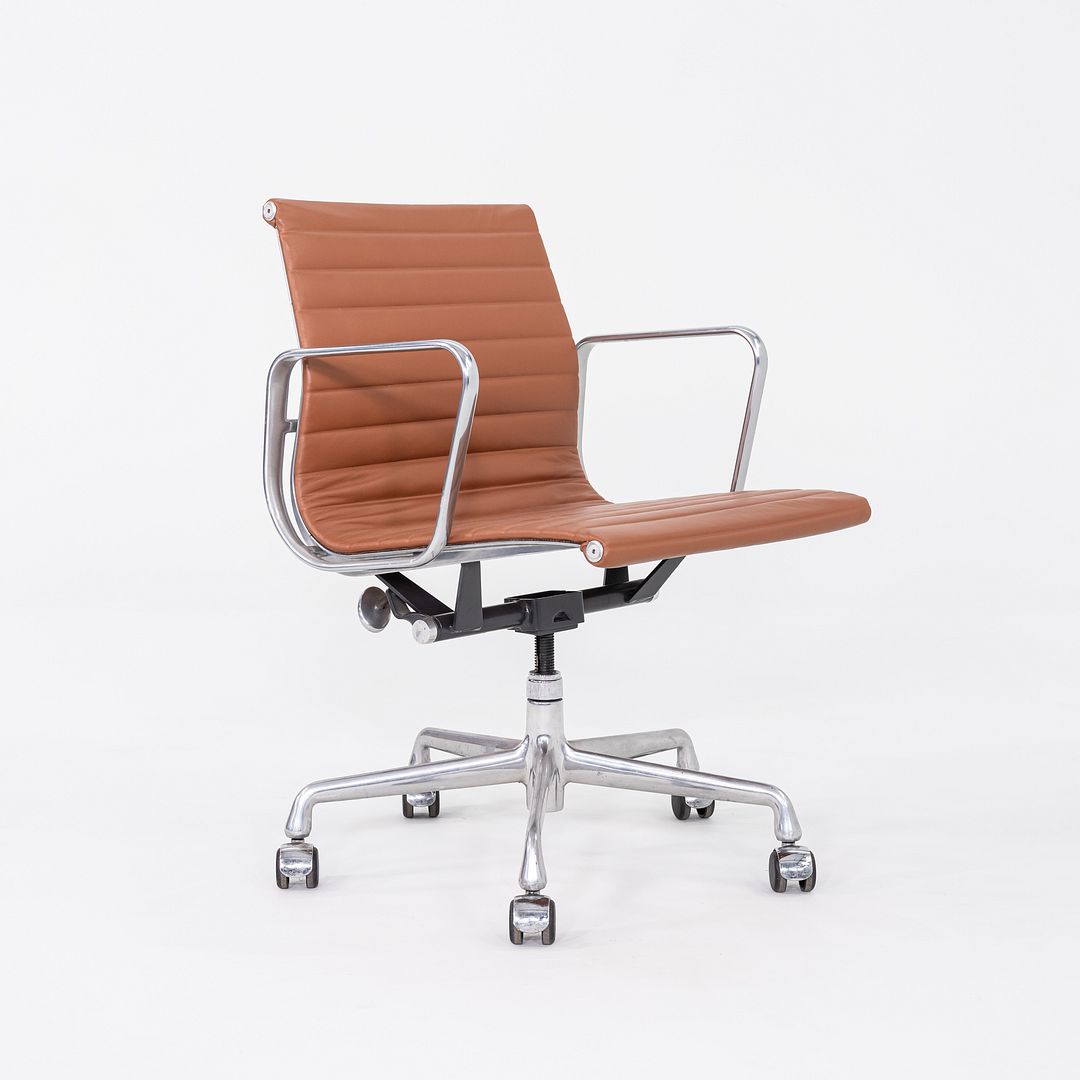 2010s Herman Miller Eames Aluminum Management Desk Chair in Cognac Leather 2x Available