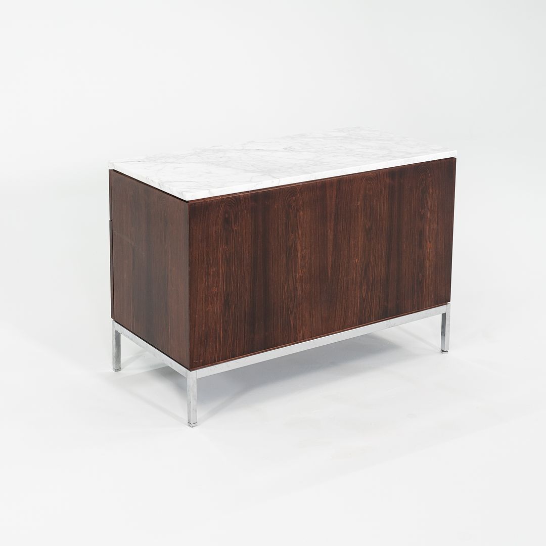 C. 1960s Florence Knoll Rosewood and Marble Credenza / Cabinet 37 inch