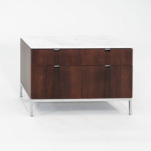 C. 1960s Florence Knoll Rosewood and Marble Credenza / Cabinet 37 inch