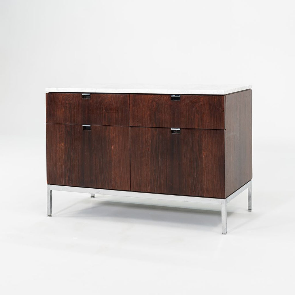 C. 1960s Florence Knoll Rosewood and Marble Credenza / Cabinet 37 inch