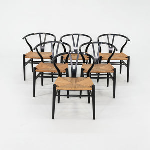 1960s Set of Six Hans Wegner for Carl Hansen & Son Wishbone Dining Chairs in Black