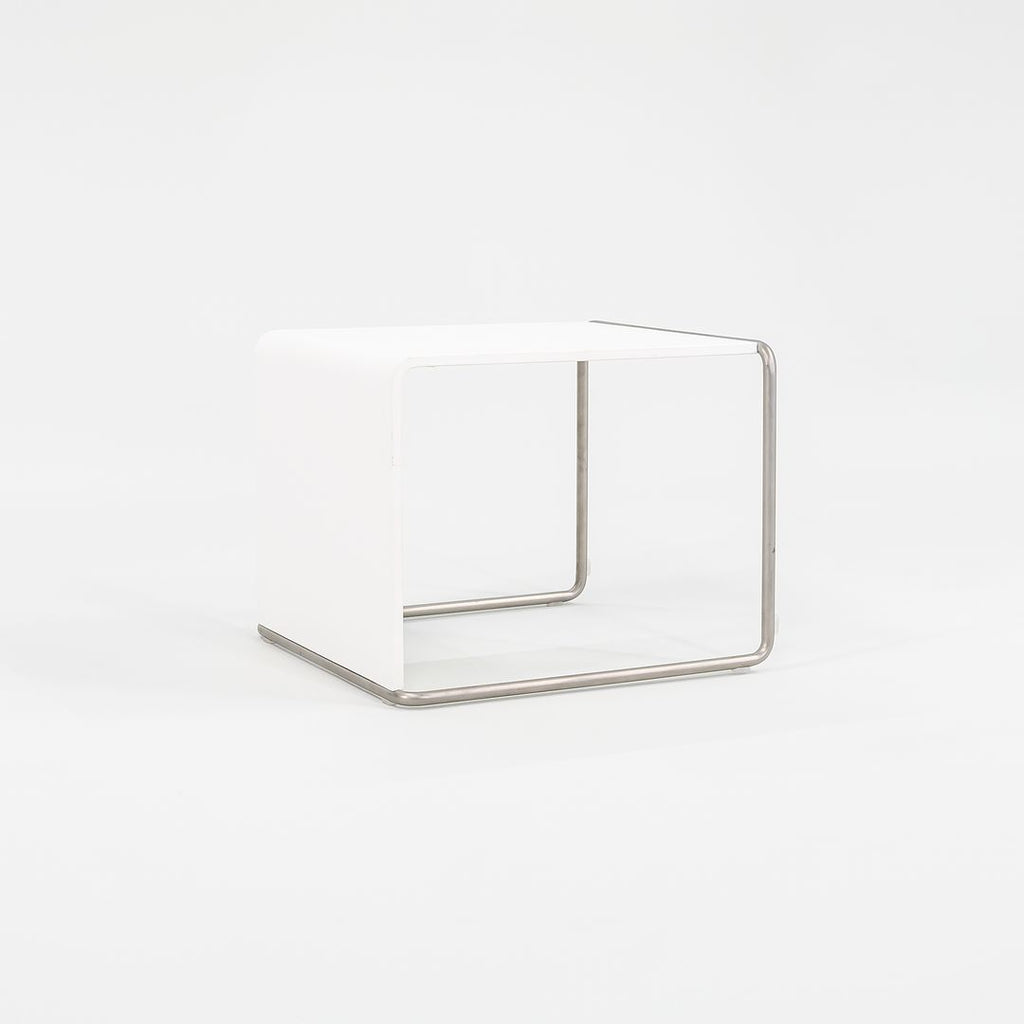 SOLD 2010s LaPalma Ueno White w/ Brushed Metal End Table by Takashi Shinozaki