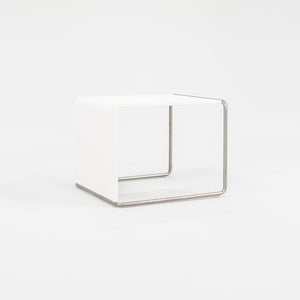 SOLD 2010s LaPalma Ueno White w/ Brushed Metal End Table by Takashi Shinozaki