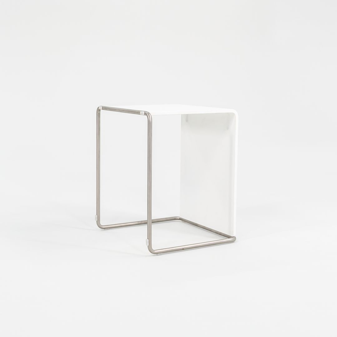 SOLD 2010s LaPalma Ueno White w/ Brushed Metal End Table by Takashi Shinozaki