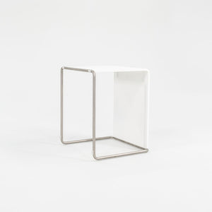 SOLD 2010s LaPalma Ueno White w/ Brushed Metal End Table by Takashi Shinozaki