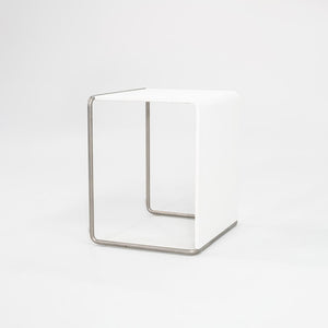 SOLD 2010s LaPalma Ueno White w/ Brushed Metal End Table by Takashi Shinozaki