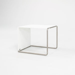 SOLD 2010s LaPalma Ueno White w/ Brushed Metal End Table by Takashi Shinozaki