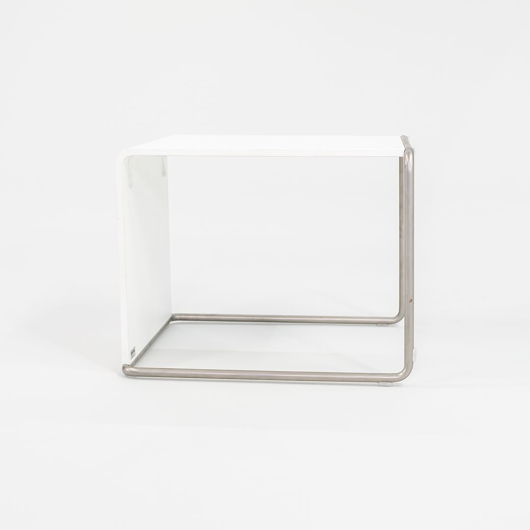 SOLD 2010s LaPalma Ueno White w/ Brushed Metal End Table by Takashi Shinozaki