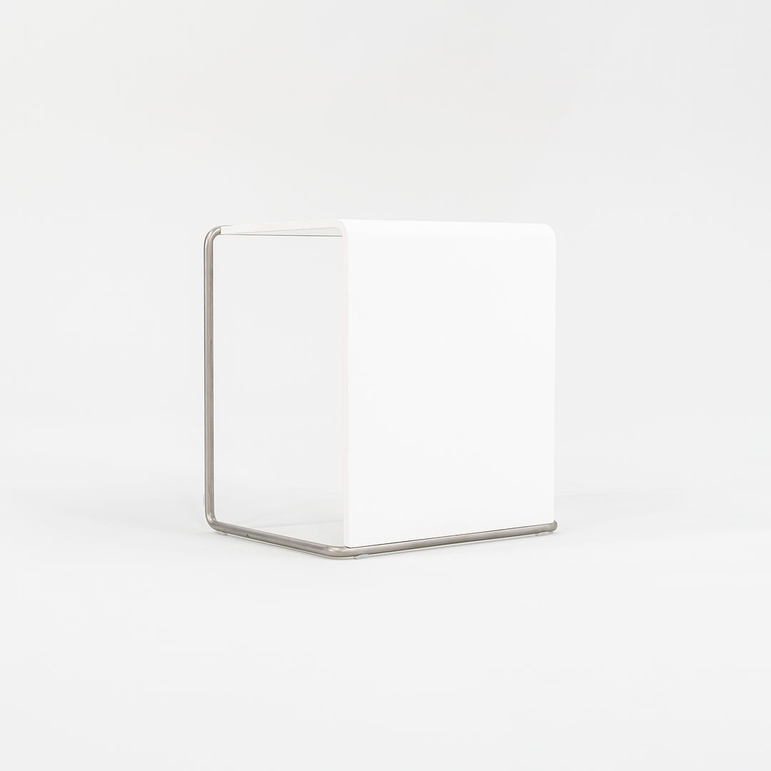 SOLD 2010s LaPalma Ueno White w/ Brushed Metal End Table by Takashi Shinozaki