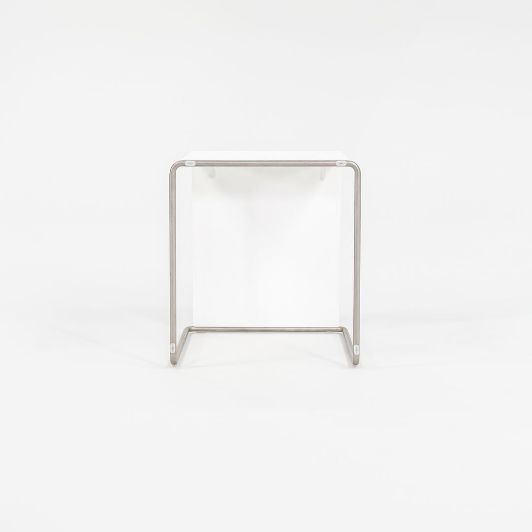 SOLD 2010s LaPalma Ueno White w/ Brushed Metal End Table by Takashi Shinozaki