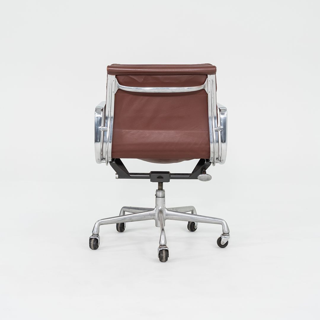 SOLD 1987 Soft Pad Management Chair, EA435 by Ray and Charles Eames for Herman Miller in Red/Brown Leather 2x Available