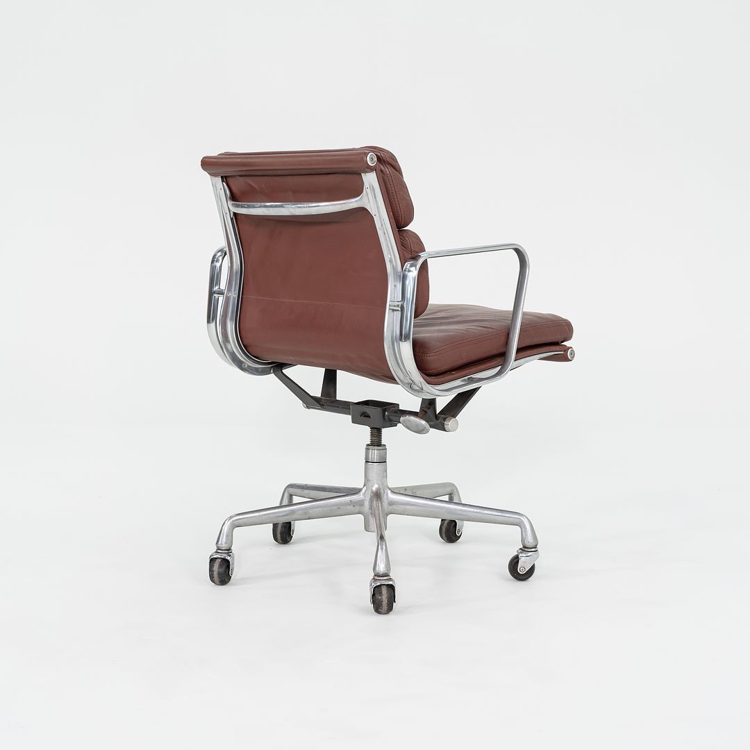 SOLD 1987 Soft Pad Management Chair, EA435 by Ray and Charles Eames for Herman Miller in Red/Brown Leather 2x Available