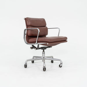 SOLD 1987 Soft Pad Management Chair, EA435 by Ray and Charles Eames for Herman Miller in Red/Brown Leather 2x Available