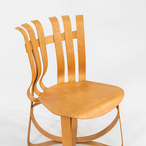 1990s Set of Six Hat Trick Dining Chairs, Model 91C, by Frank Gehry for Knoll in Bent Maple