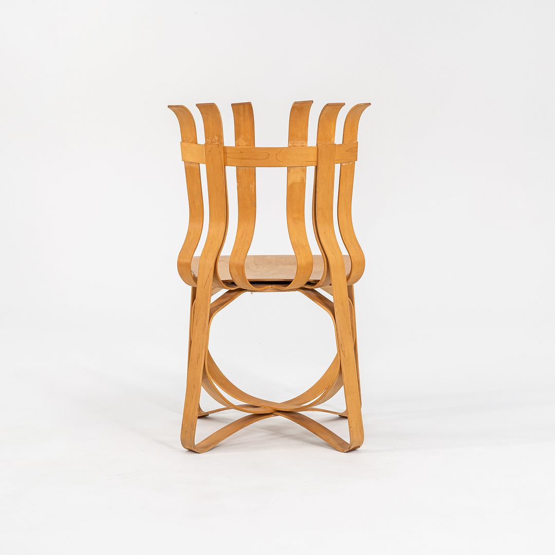 1990s Set of Six Hat Trick Dining Chairs, Model 91C, by Frank Gehry for Knoll in Bent Maple