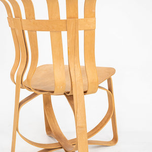 1990s Set of Six Hat Trick Dining Chairs, Model 91C, by Frank Gehry for Knoll in Bent Maple