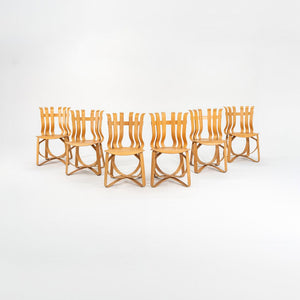 1990s Set of Six Hat Trick Dining Chairs, Model 91C, by Frank Gehry for Knoll in Bent Maple