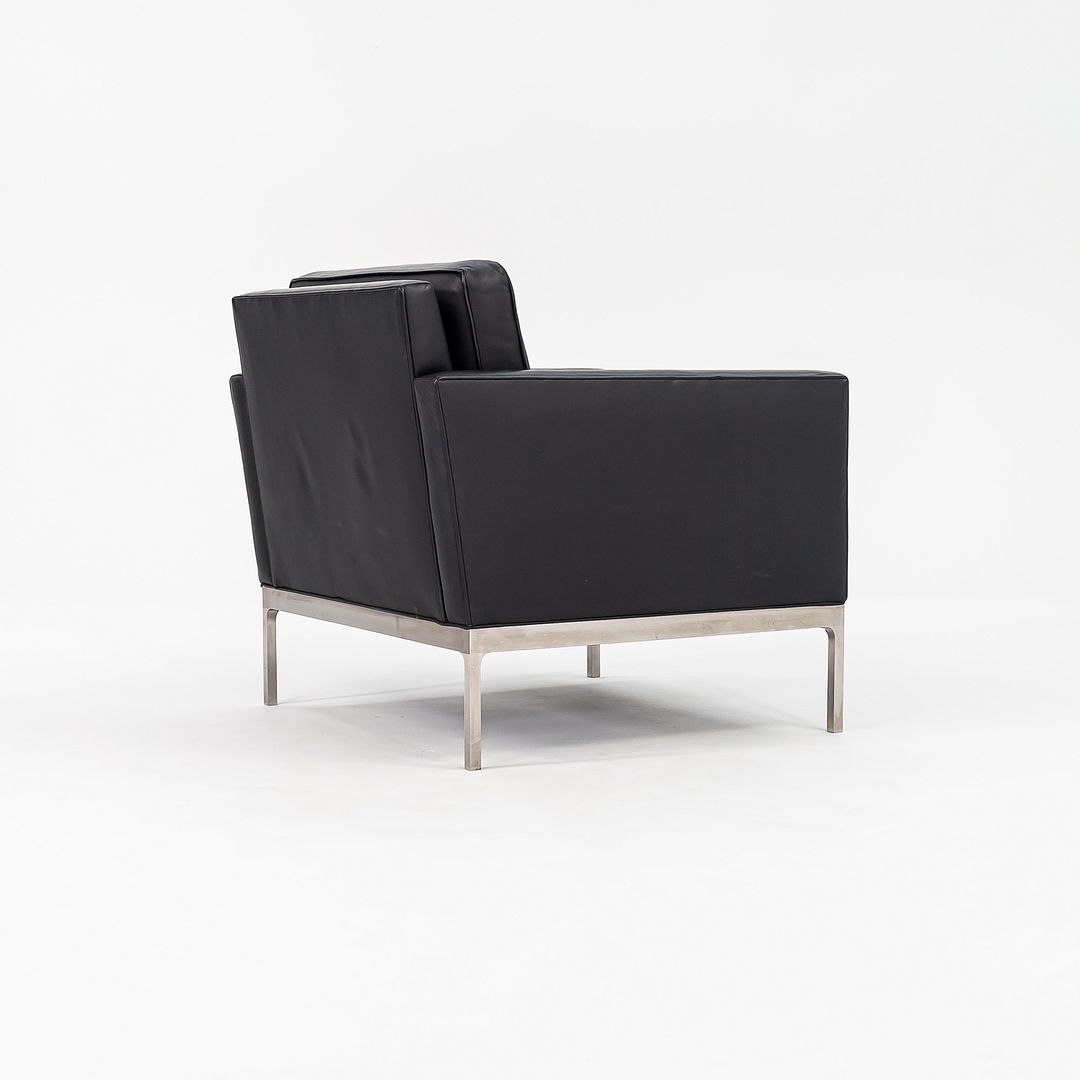 1990s No 70 Club Chair by Nicos Zographos for Zographos Designs Ltd in Black Leather and Brushed Stainless