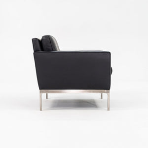 1990s No 70 Club Chair by Nicos Zographos for Zographos Designs Ltd in Black Leather and Brushed Stainless