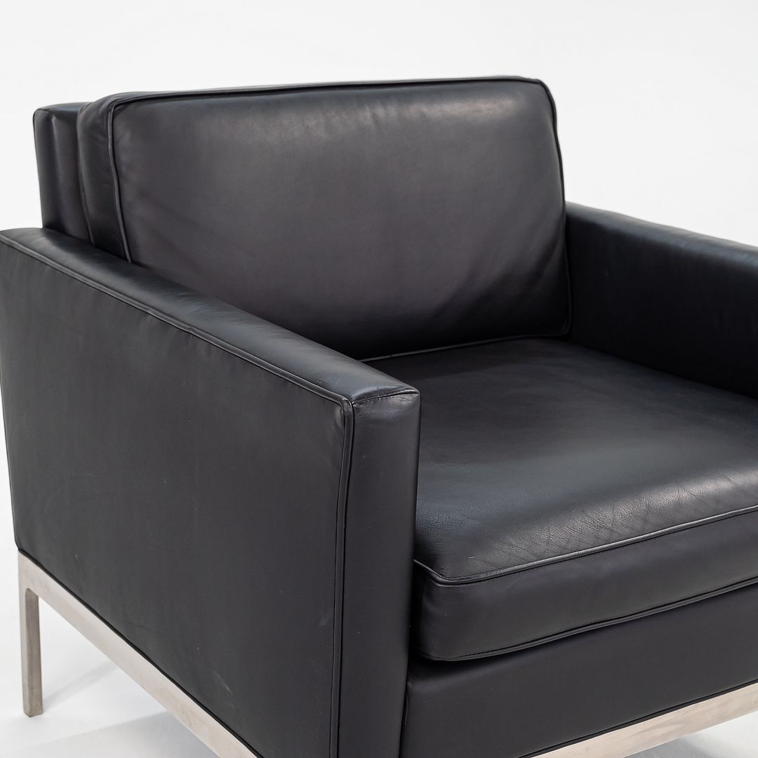 1990s No 70 Club Chair by Nicos Zographos for Zographos Designs Ltd in Black Leather and Brushed Stainless