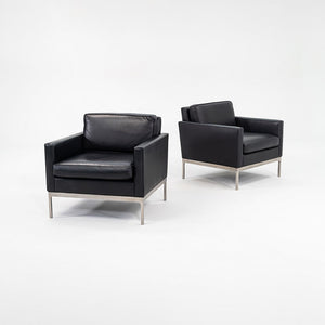 1990s No 70 Club Chair by Nicos Zographos for Zographos Designs Ltd in Black Leather and Brushed Stainless