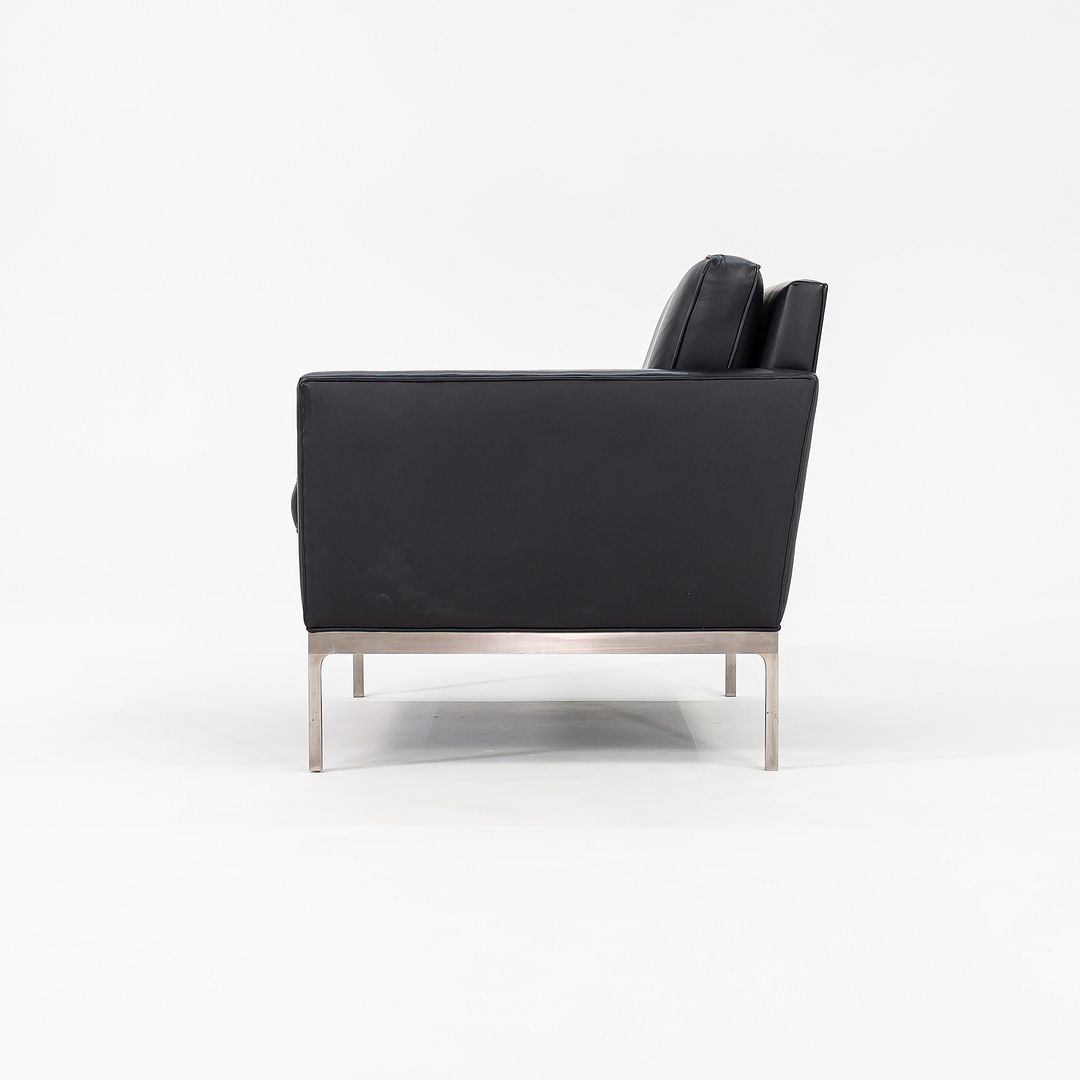 1990s No 70 Club Chair by Nicos Zographos for Zographos Designs Ltd in Black Leather and Brushed Stainless