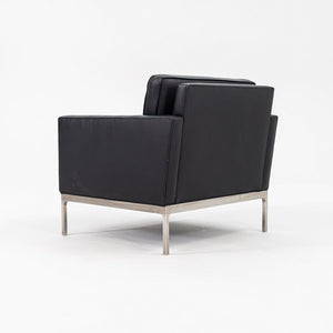 1990s No 70 Club Chair by Nicos Zographos for Zographos Designs Ltd in Black Leather and Brushed Stainless