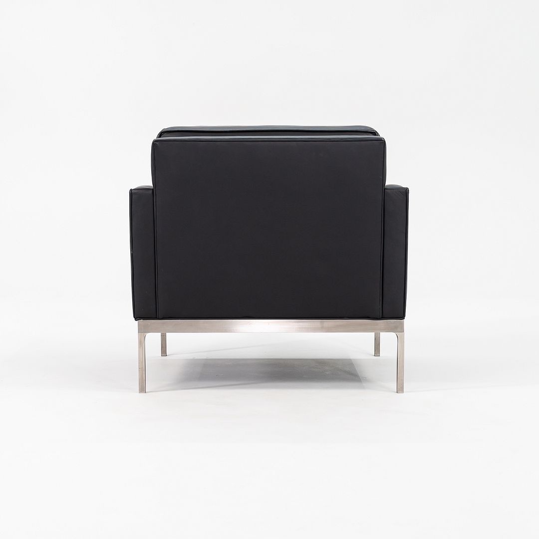 1990s No 70 Club Chair by Nicos Zographos for Zographos Designs Ltd in Black Leather and Brushed Stainless