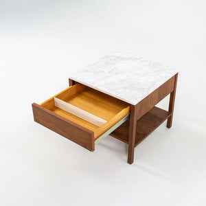 1960s Walnut Bedside Table, Model 327 IS by Florence Knoll with Marble Top