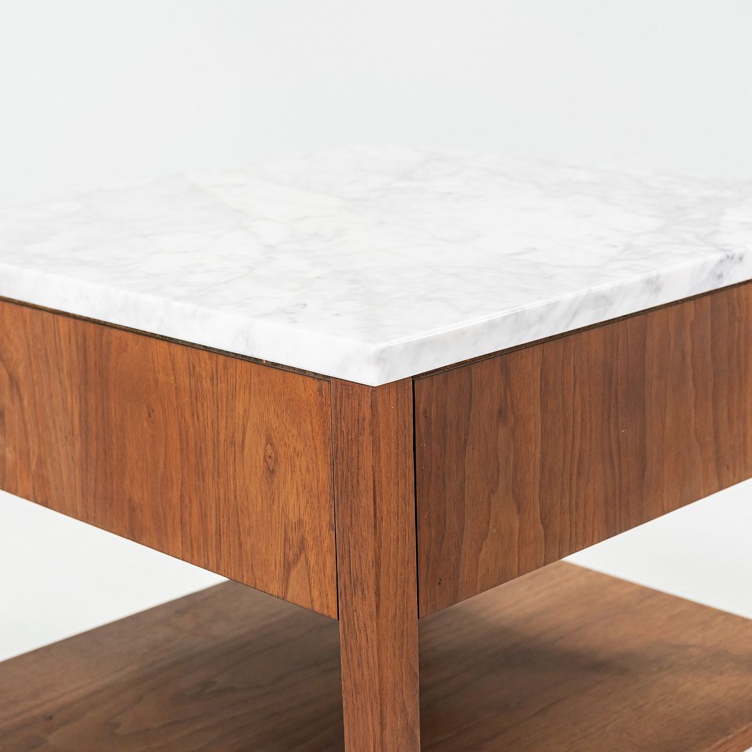 1960s Walnut Bedside Table, Model 327 IS by Florence Knoll with Marble Top