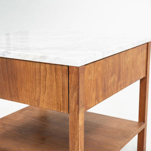 1960s Walnut Bedside Table, Model 327 IS by Florence Knoll with Marble Top