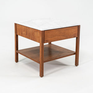 1960s Walnut Bedside Table, Model 327 IS by Florence Knoll with Marble Top