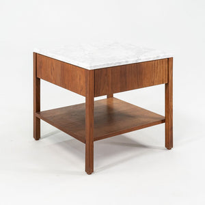 1960s Walnut Bedside Table, Model 327 IS by Florence Knoll with Marble Top