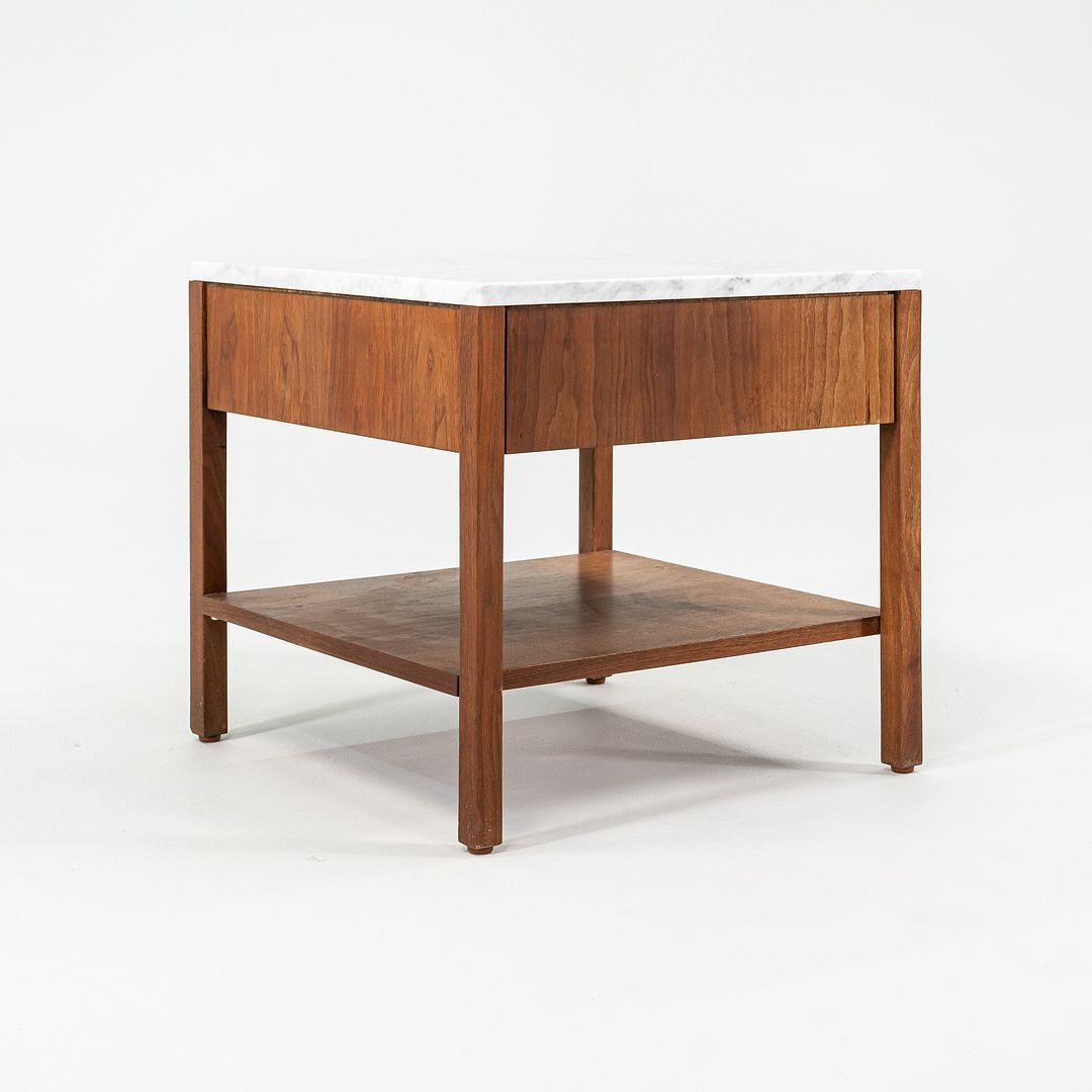 1960s Walnut Bedside Table, Model 327 IS by Florence Knoll with Marble Top