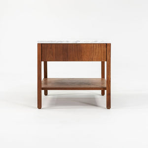 1960s Walnut Bedside Table, Model 327 IS by Florence Knoll with Marble Top