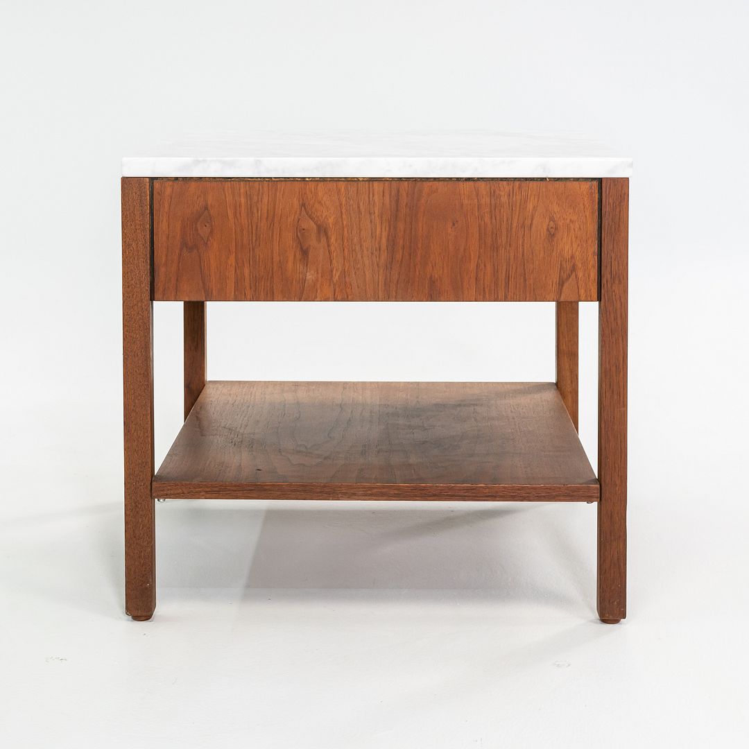 1960s Walnut Bedside Table, Model 327 IS by Florence Knoll with Marble Top