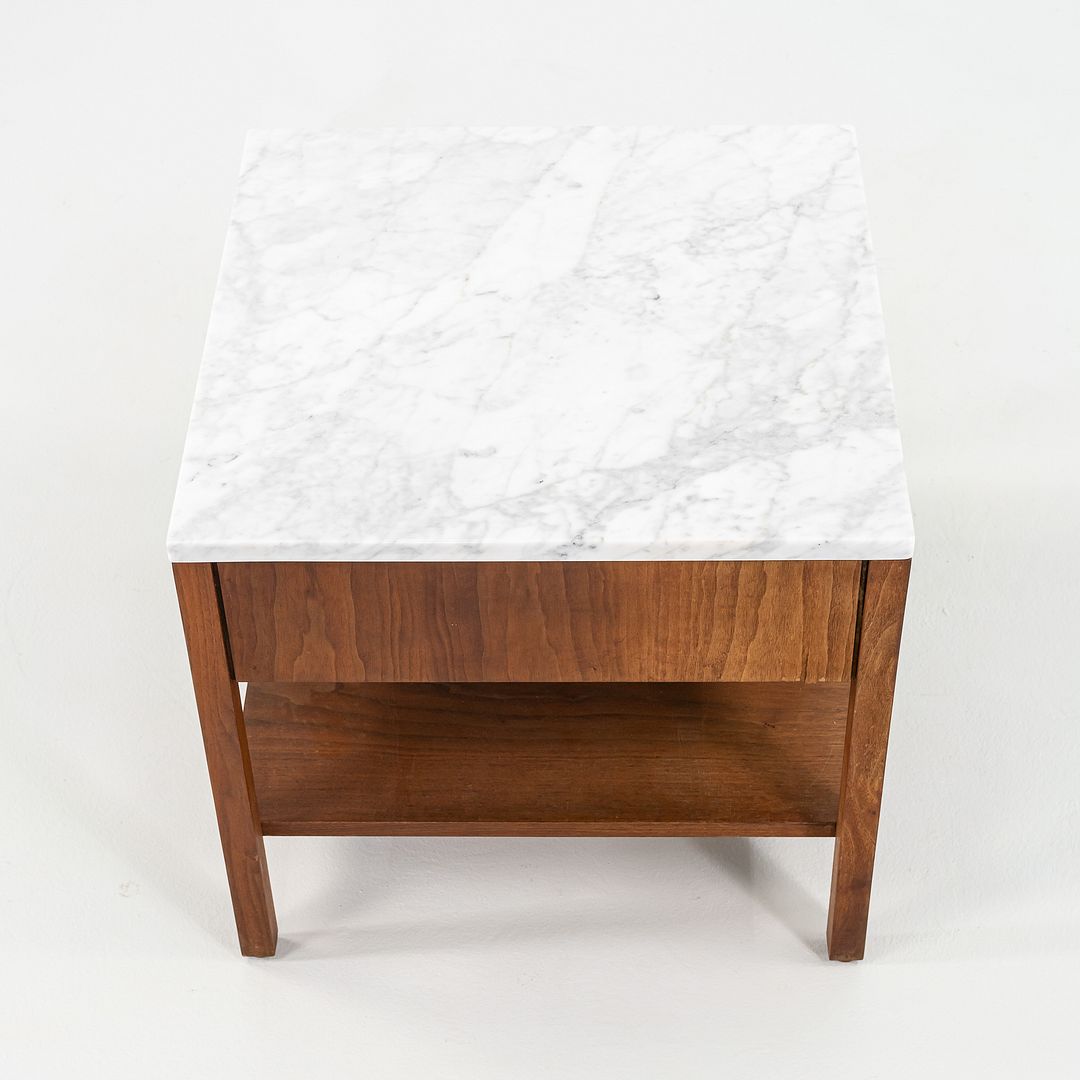 1960s Walnut Bedside Table, Model 327 IS by Florence Knoll with Marble Top