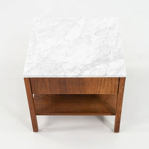 1960s Walnut Bedside Table, Model 327 IS by Florence Knoll with Marble Top