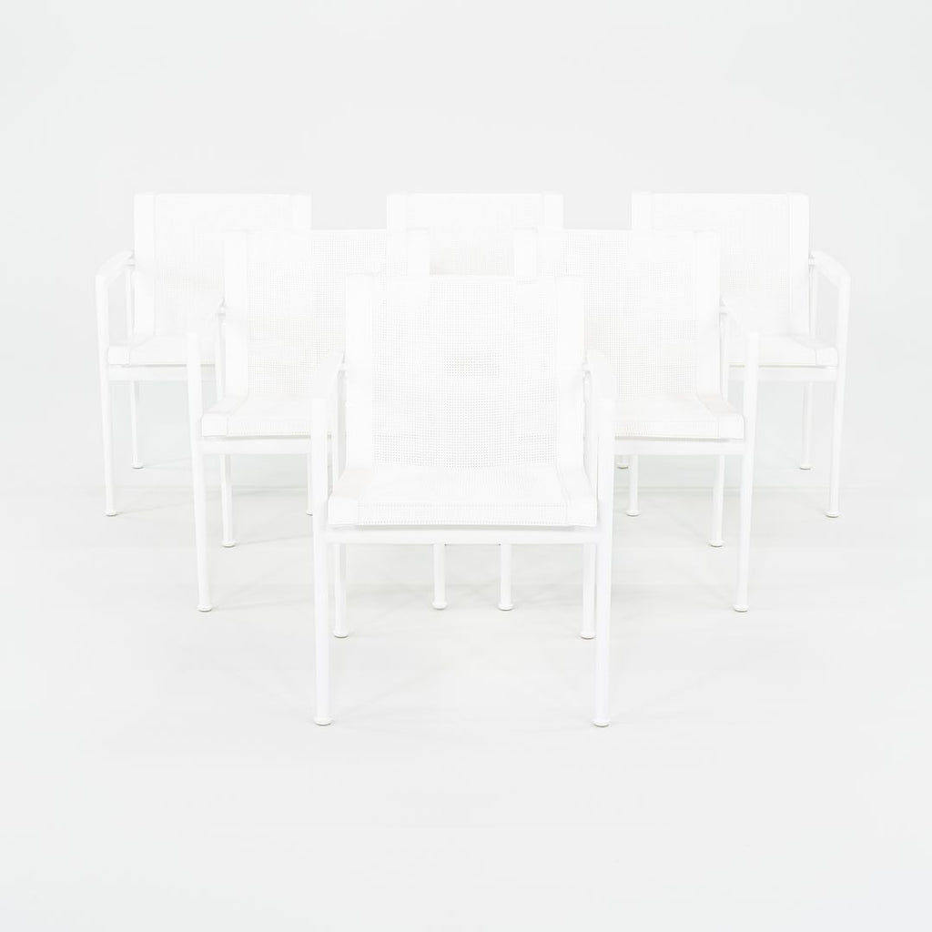 2022 Set of Six Richard Schultz for Knoll 1966 Collection Dining Arm Chairs with White Aluminum Frames