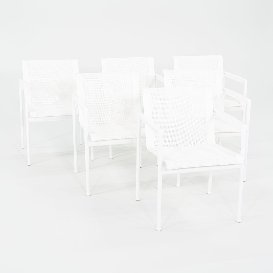 2022 Set of Six Richard Schultz for Knoll 1966 Collection Dining Arm Chairs with White Aluminum Frames