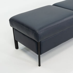 1993 Leather Three Seat Bench by Metropolitan Furniture in Blue Leather