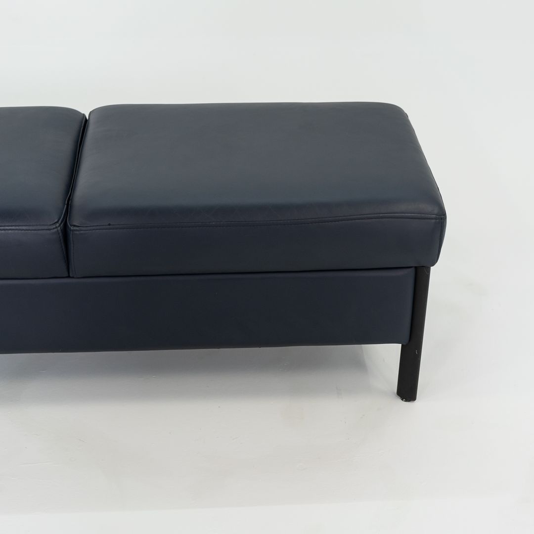 1993 Leather Three Seat Bench by Metropolitan Furniture in Blue Leather