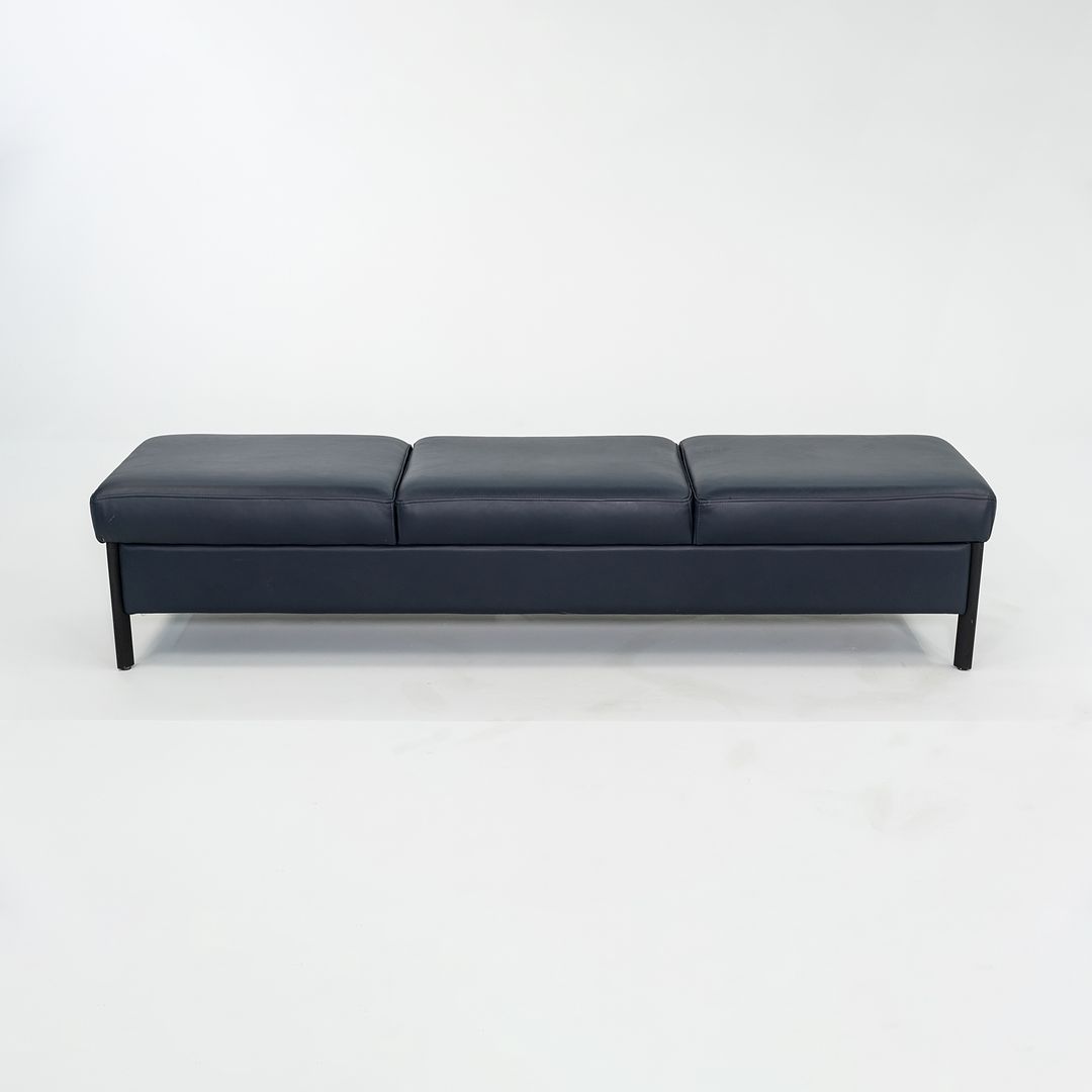 1993 Leather Three Seat Bench by Metropolitan Furniture in Blue Leather