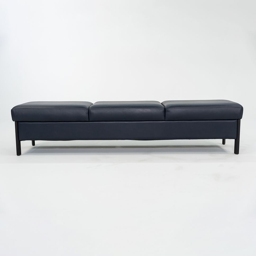 1993 Leather Three Seat Bench by Metropolitan Furniture in Blue Leather