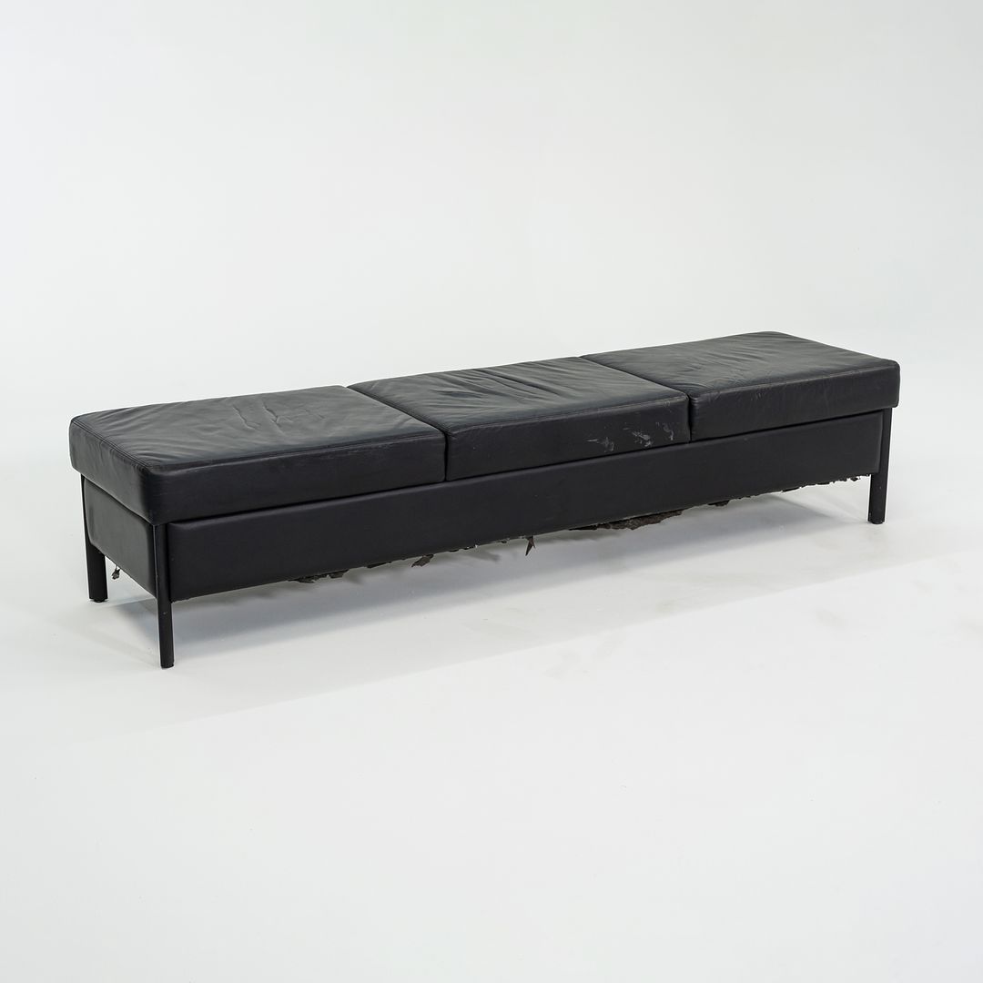 1993 Leather Three Seat Bench by Metropolitan Furniture in Black Leather