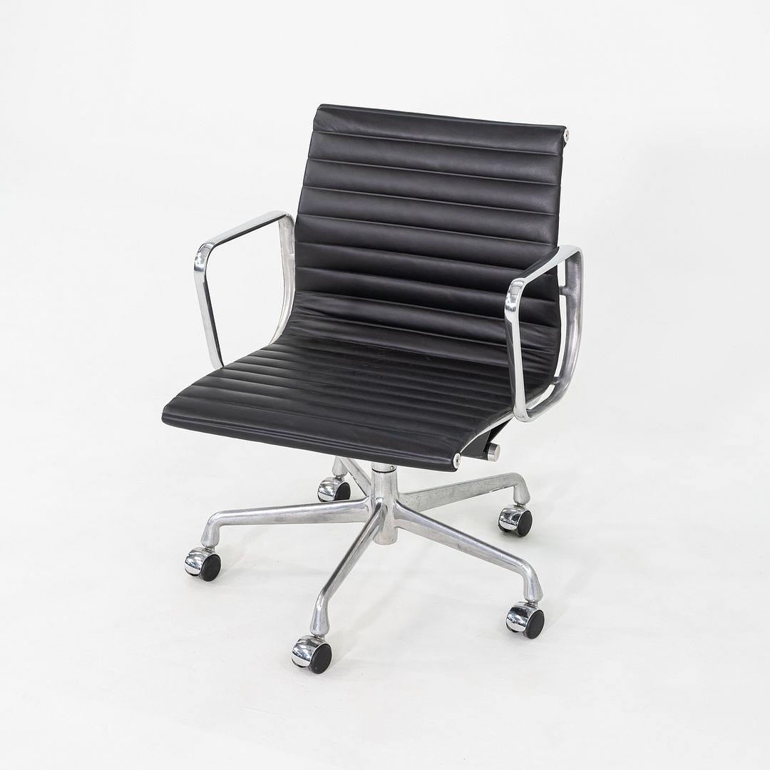 2010s Herman Miller Eames Aluminum Group Management Desk Chair in Black Leather 3x Available