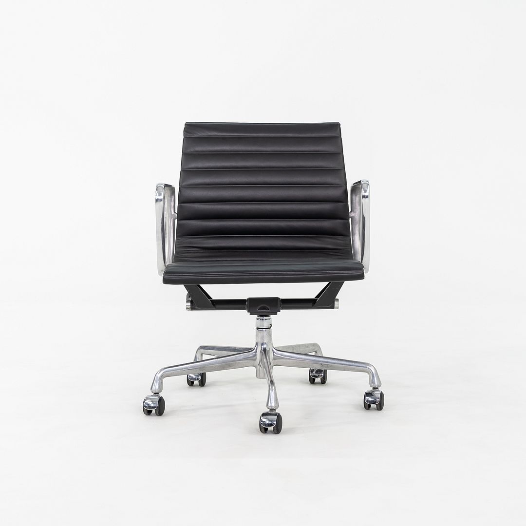 2010s Herman Miller Eames Aluminum Group Management Desk Chair in Black Leather 3x Available