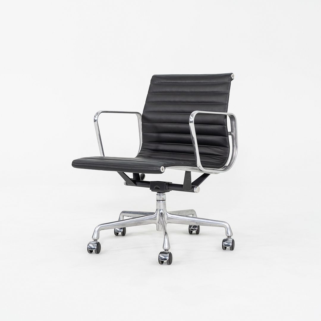 2010s Herman Miller Eames Aluminum Group Management Desk Chair in Black Leather 3x Available